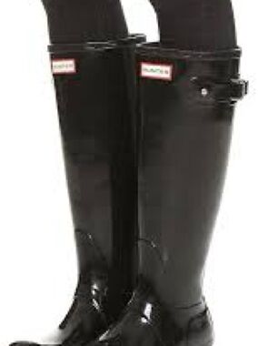 Hunter Tall Gloss Original Black Knee-High Rain Boots Women's Size 5